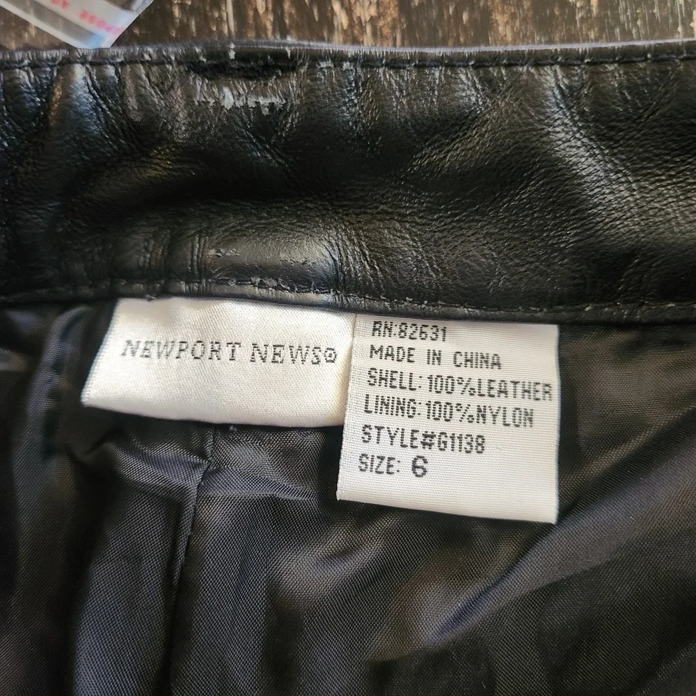 Vtg 90s Y2K Newport News 100% Leather Pants 6 Women Black 29x29 Moto Biker Lined